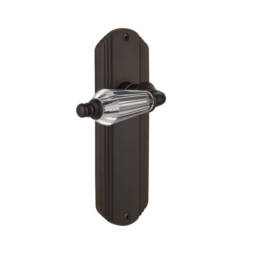Nostalgic Warehouse DECPRL Complete Passage Set Without Keyhole Deco Plate with Parlour Lever in Oil-Rubbed Bronze